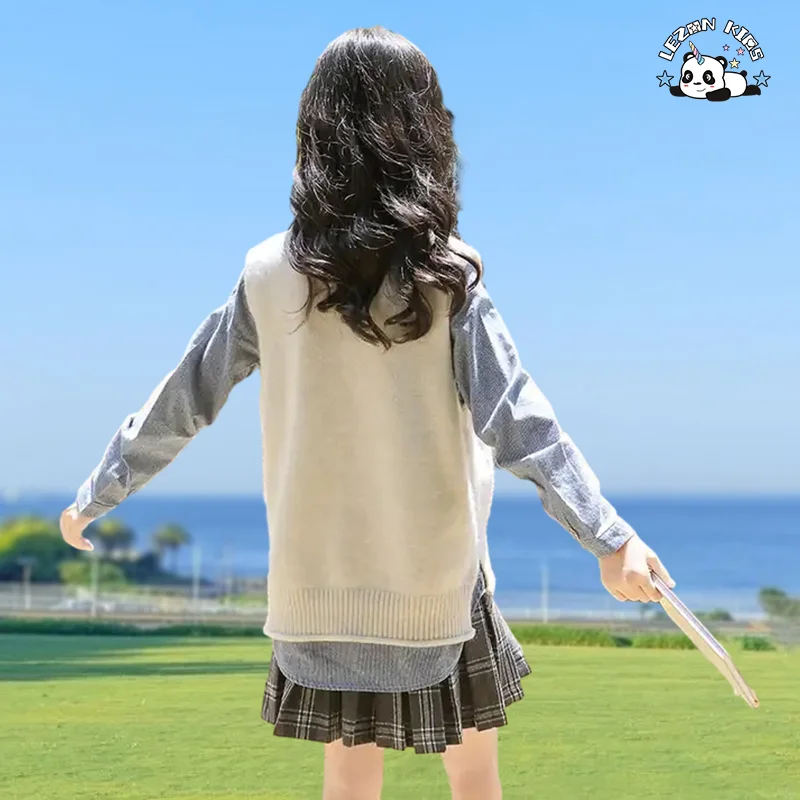 LEZONKIDS - Conjunto de Roupas Esportivas de Estilo Universitário Novo para Meninas de 6 a 14 Anos para Primavera e Outono